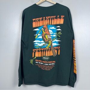 Dreamville Men's 2024 Cardinal Pine Green Long Sleeve Tee Size L; Music Festival